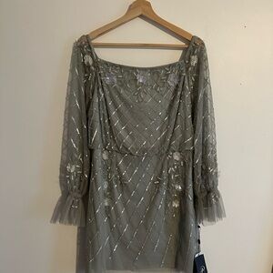 Elegant Gray Embellished Dress